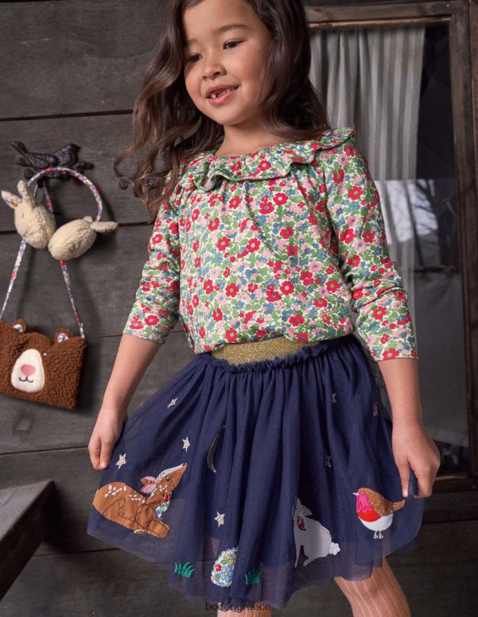 δεξιά μπλε ζώα είδη ένδυσης απλικέ τούλινη φούστα Boden κορίτσια 464PH83156