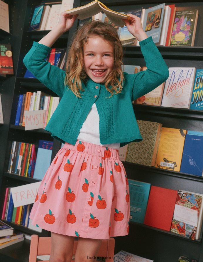 αμύγδαλο ροζ μήλα είδη ένδυσης κουμπί μέσα από στριφογυριστή φούστα Boden κορίτσια 464PH8789