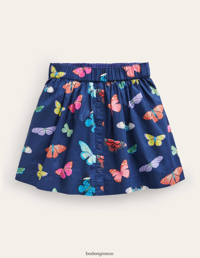 πεταλούδες κολεγιακού ναυτικού είδη ένδυσης κουμπί μέσα από στριφογυριστή φούστα Boden κορίτσια 464PH8790