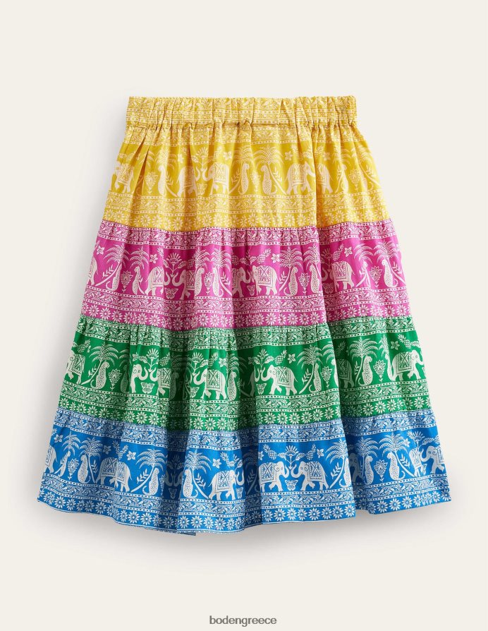 ζώα πολλαπλών γκόα είδη ένδυσης υφαντή midi φούστα colourblock Boden κορίτσια 464PH8787