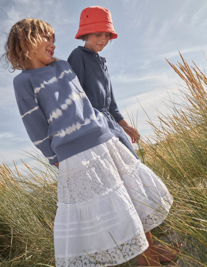 άσπρο είδη ένδυσης μίντι smocked κλιμακωτή φούστα Boden κορίτσια 464PH82643