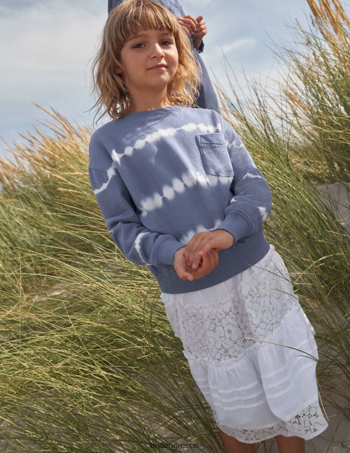 άσπρο είδη ένδυσης μίντι smocked κλιμακωτή φούστα Boden κορίτσια 464PH82643