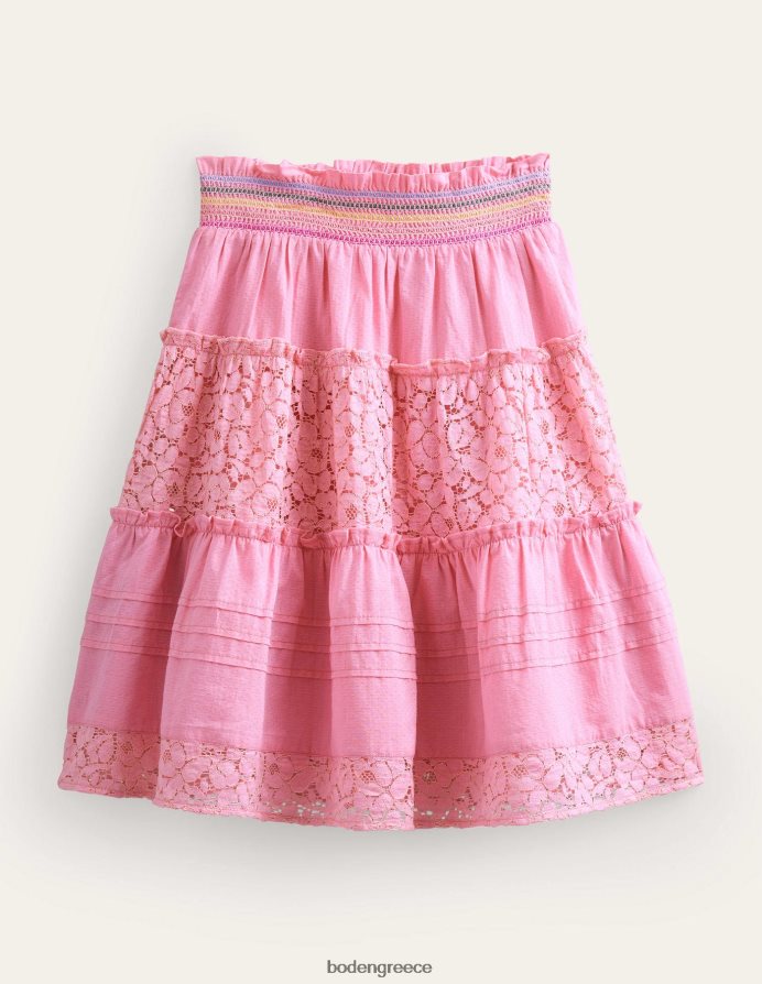 φορμάικα ροζ είδη ένδυσης μίντι smocked κλιμακωτή φούστα Boden κορίτσια 464PH82664