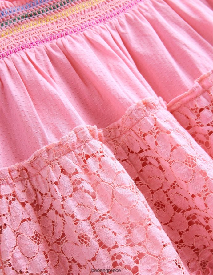 φορμάικα ροζ είδη ένδυσης μίντι smocked κλιμακωτή φούστα Boden κορίτσια 464PH82664