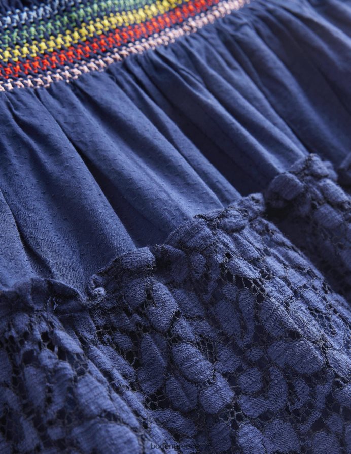 κολλεγιακό ναυτικό είδη ένδυσης μίντι smocked κλιμακωτή φούστα Boden κορίτσια 464PH82677