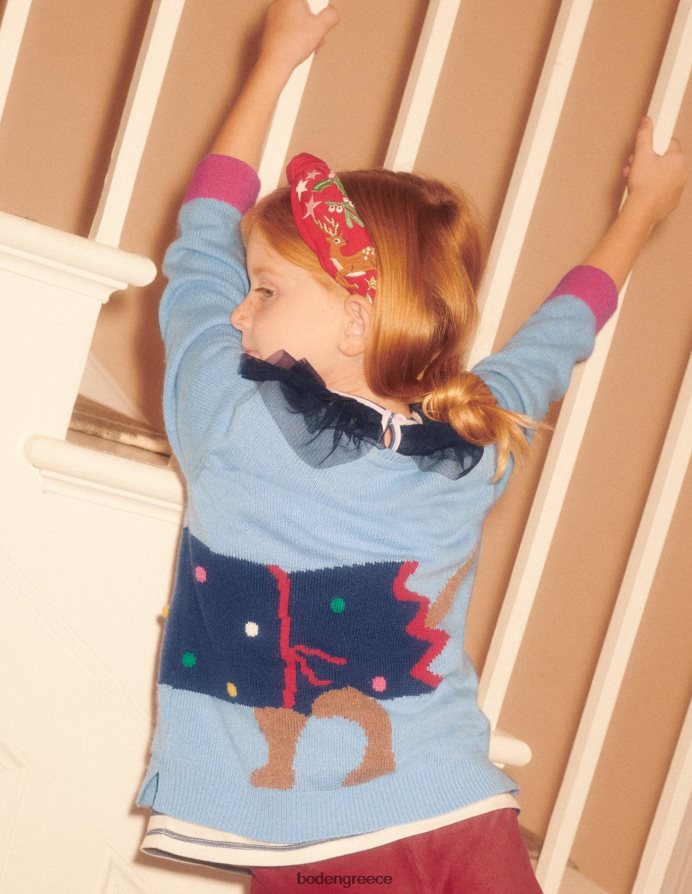 σκονισμένο μπλε σκυλί κροτίδα είδη ένδυσης εορταστική χριστουγεννιάτικη στάμπα σκύλου Boden κορίτσια 464PH83120