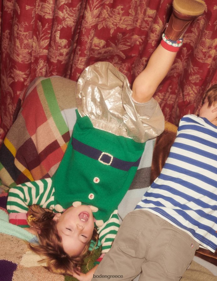 ξωτικό πράσινης πιπεριάς είδη ένδυσης χριστουγεννιάτικο μπλουζάκι με ριγέ ξωτικό Boden κορίτσια 464PH83137