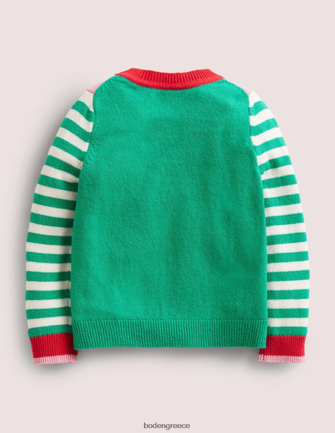 ξωτικό πράσινης πιπεριάς είδη ένδυσης χριστουγεννιάτικο μπλουζάκι με ριγέ ξωτικό Boden κορίτσια 464PH83137