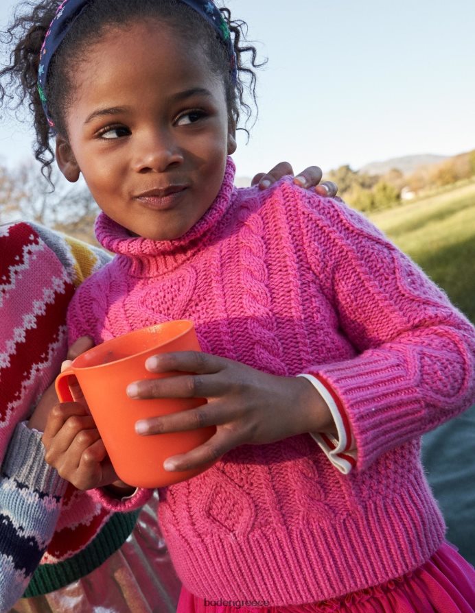 συγκλονιστικό ροζ καλώδιο είδη ένδυσης χοντρός βραχίονας λαιμού με ρολό καλωδίου Boden κορίτσια 464PH83145