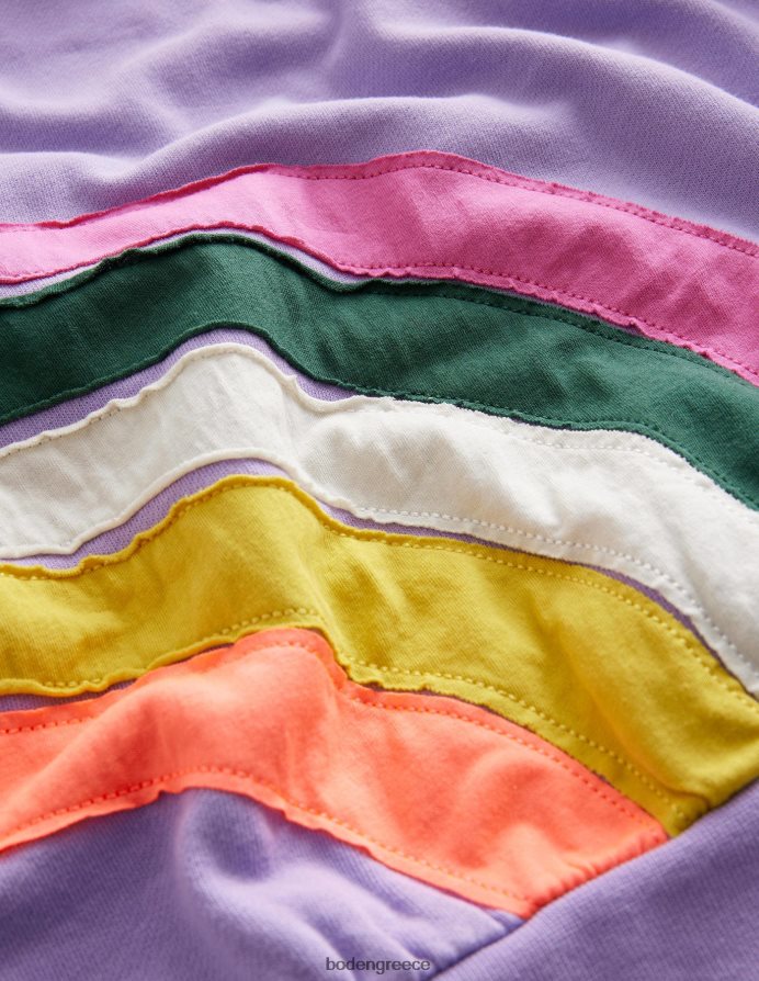 λεβάντα είδη ένδυσης φούτερ απλικέ ουράνιο τόξο Boden κορίτσια 464PH83269