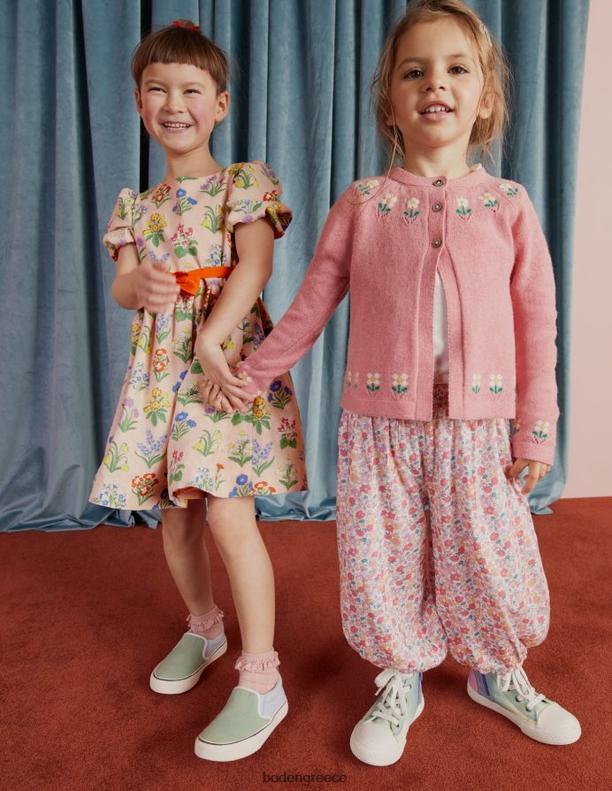 αμύγδαλο ροζ μάργα είδη ένδυσης κεντημένη ζακέτα λουλουδιών Boden κορίτσια 464PH83294