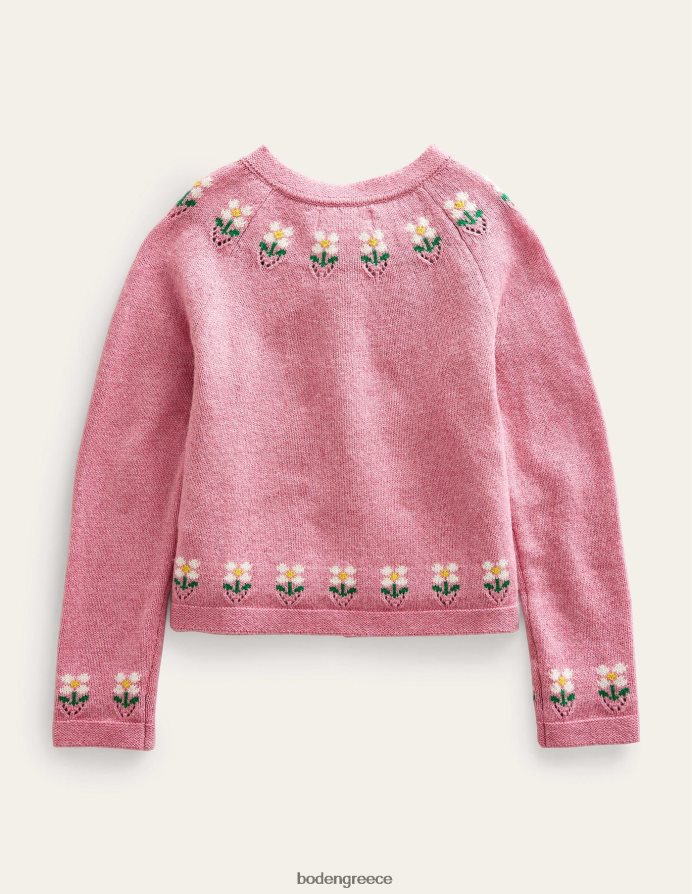 αμύγδαλο ροζ μάργα είδη ένδυσης κεντημένη ζακέτα λουλουδιών Boden κορίτσια 464PH83294
