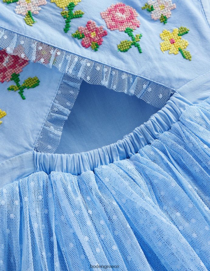 ψίθυρος μπλε είδη ένδυσης φόρεμα με κεντητό σταυρό Boden κορίτσια 464PH82781