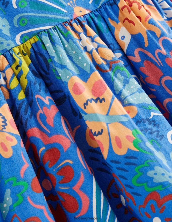 μπλε λουλουδάτα ζώα είδη ένδυσης Φόρεμα με εμπριμέ μανίκια Boden κορίτσια 464PH82798