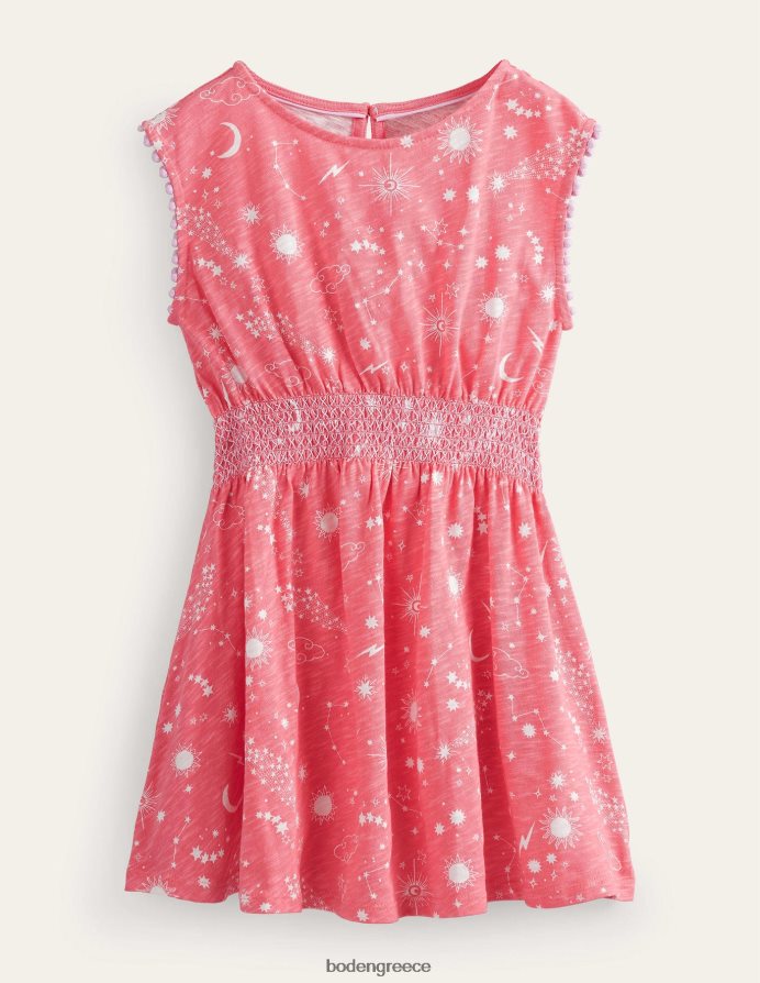 ροδακινί μπουνιά ροζ είδη ένδυσης εμπριμέ γιορτινό φόρεμα Boden κορίτσια 464PH82804