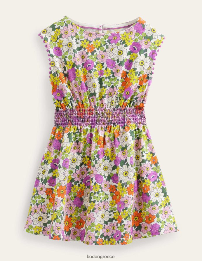 ελεφαντόδοντο και λαμπερή ορχιδέα είδη ένδυσης εμπριμέ γιορτινό φόρεμα Boden κορίτσια 464PH82814