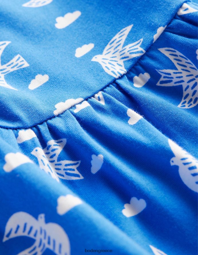 μπλε πουλιά καμπάνα είδη ένδυσης φόρεμα ζέρσεϊ με φουσκωτά μανίκια Boden κορίτσια 464PH82837