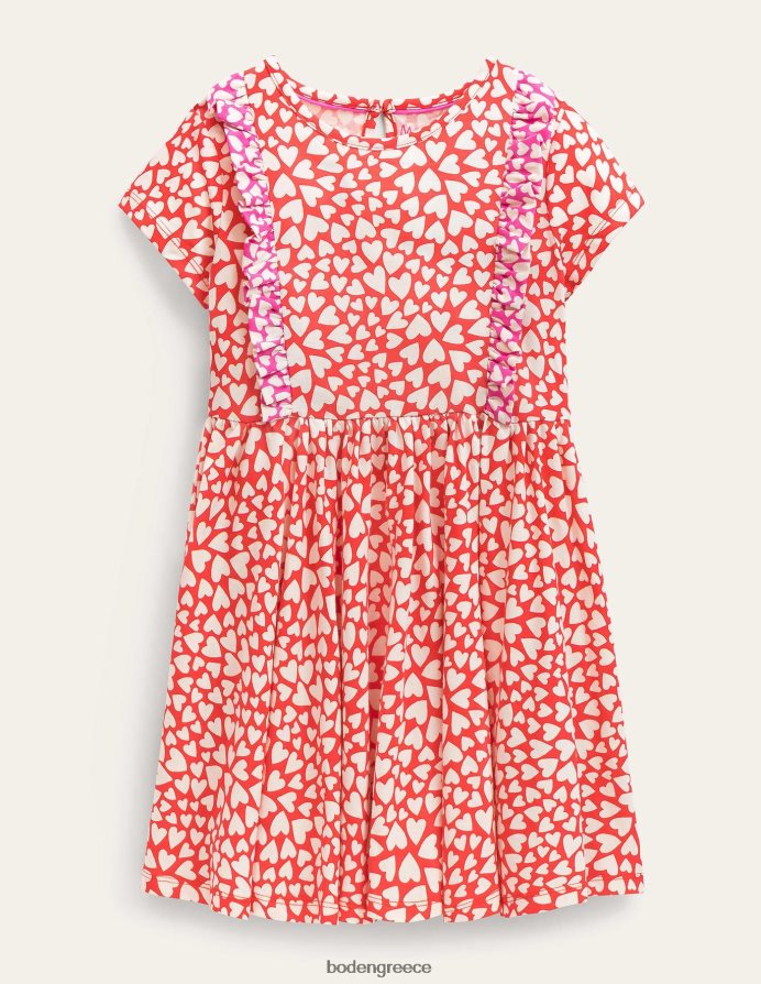 τάρτα φράουλα κόκκινες καρδιές είδη ένδυσης στριφτό φόρεμα Boden κορίτσια 464PH82838