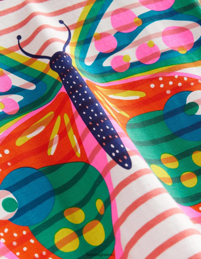 ροδακινί γροθιά ροζ πεταλούδα είδη ένδυσης φόρεμα ζέρσεϊ με εμπριμέ λογότυπο Boden κορίτσια 464PH82881