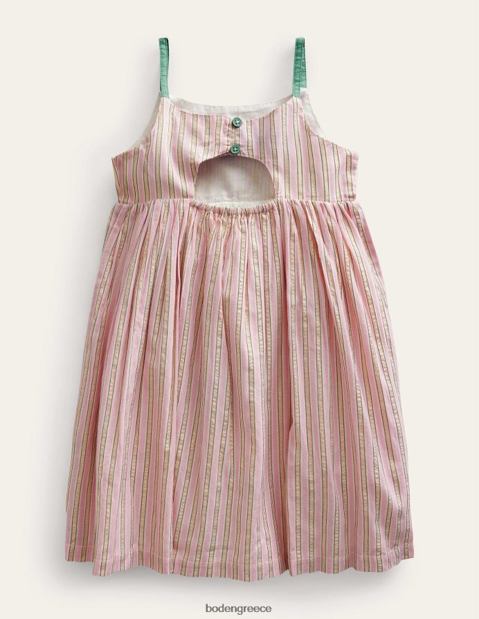 λιλά και μεταλλική ρίγα είδη ένδυσης κομμένο φόρεμα με λεπτομέρεια πίσω Boden κορίτσια 464PH82883