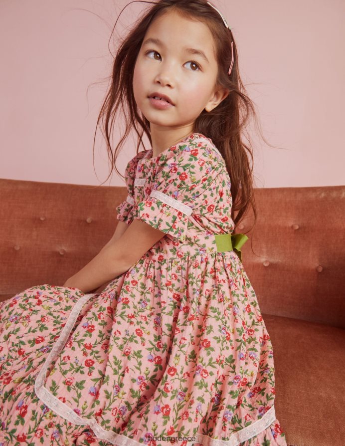 ροζ τριαντάφυλλο είδη ένδυσης Φόρεμα πάρτι με εμπριμέ δαντέλα Boden κορίτσια 464PH82925