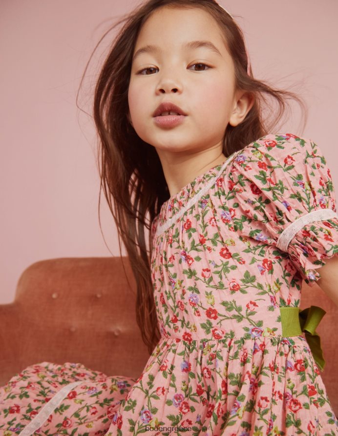 ροζ τριαντάφυλλο είδη ένδυσης Φόρεμα πάρτι με εμπριμέ δαντέλα Boden κορίτσια 464PH82925