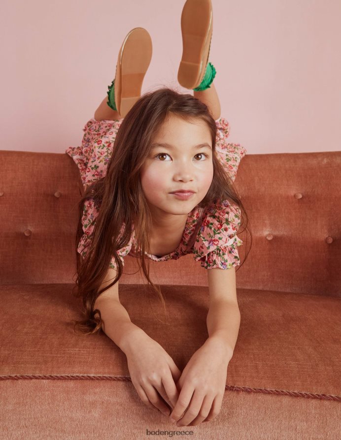 ροζ τριαντάφυλλο είδη ένδυσης Φόρεμα πάρτι με εμπριμέ δαντέλα Boden κορίτσια 464PH82925