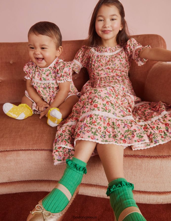 ροζ τριαντάφυλλο είδη ένδυσης Φόρεμα πάρτι με εμπριμέ δαντέλα Boden κορίτσια 464PH82925