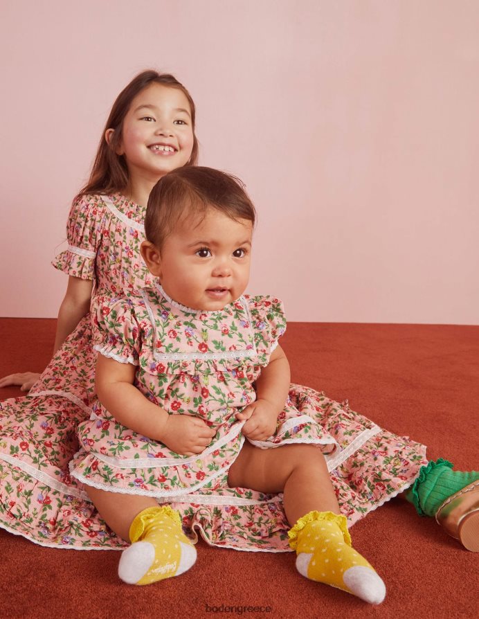 ροζ τριαντάφυλλο είδη ένδυσης Φόρεμα πάρτι με εμπριμέ δαντέλα Boden κορίτσια 464PH82925