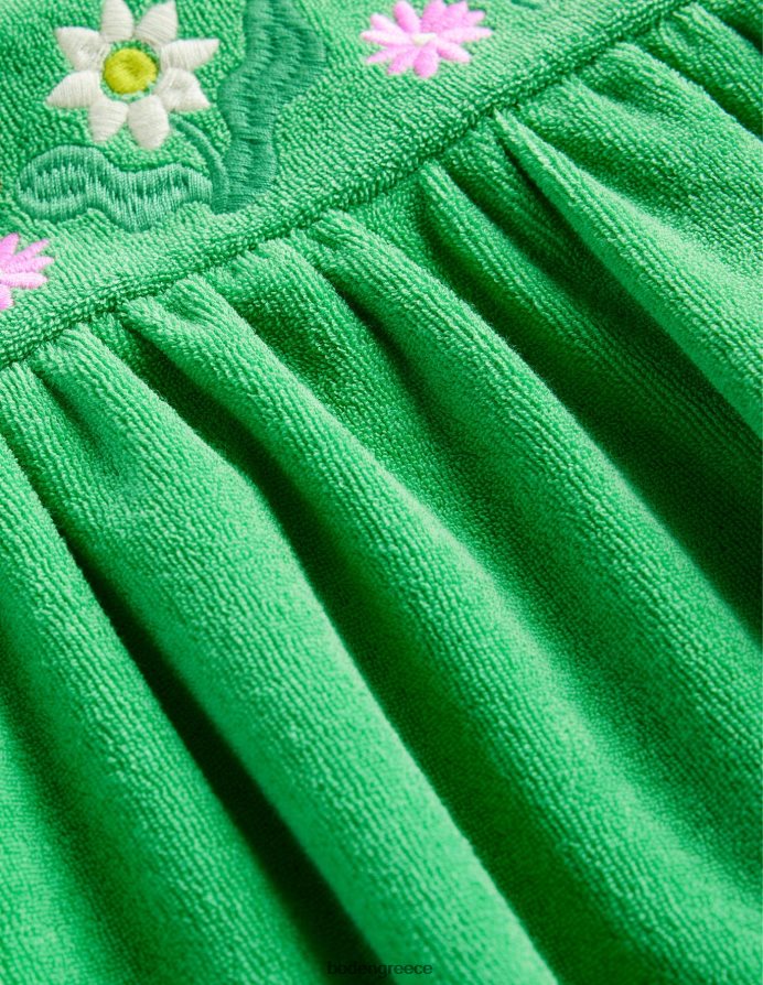 πράσινα λουλούδια αλόης είδη ένδυσης κεντητό φόρεμα με πετσέτα Boden κορίτσια 464PH82973