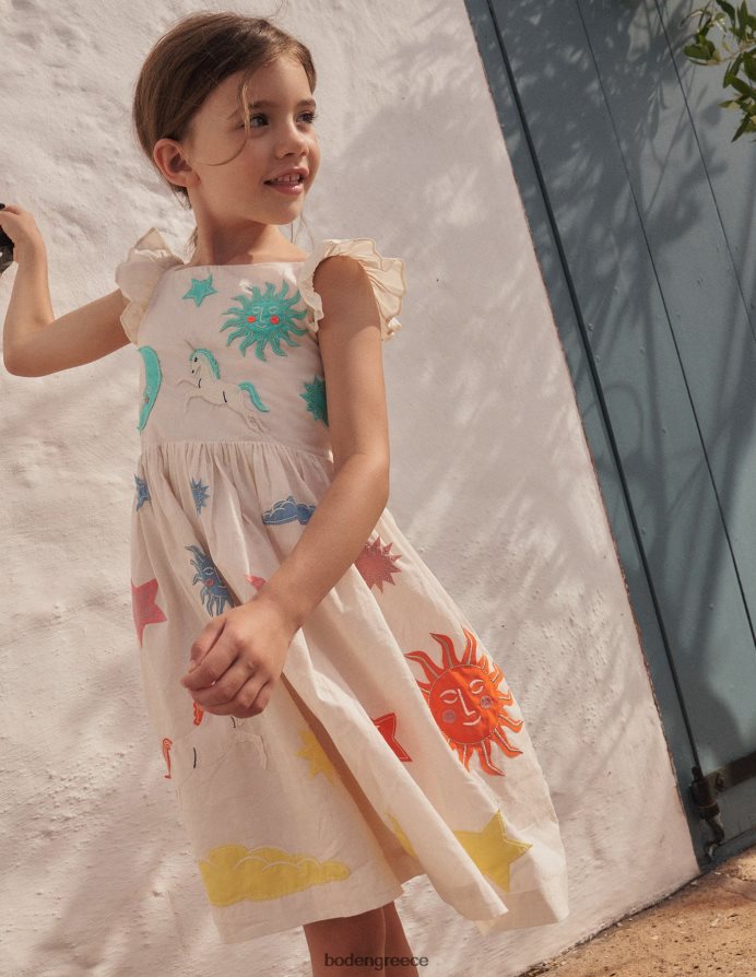 λοβό βανίλιας είδη ένδυσης απλικέ υφαντό φόρεμα Boden κορίτσια 464PH83018