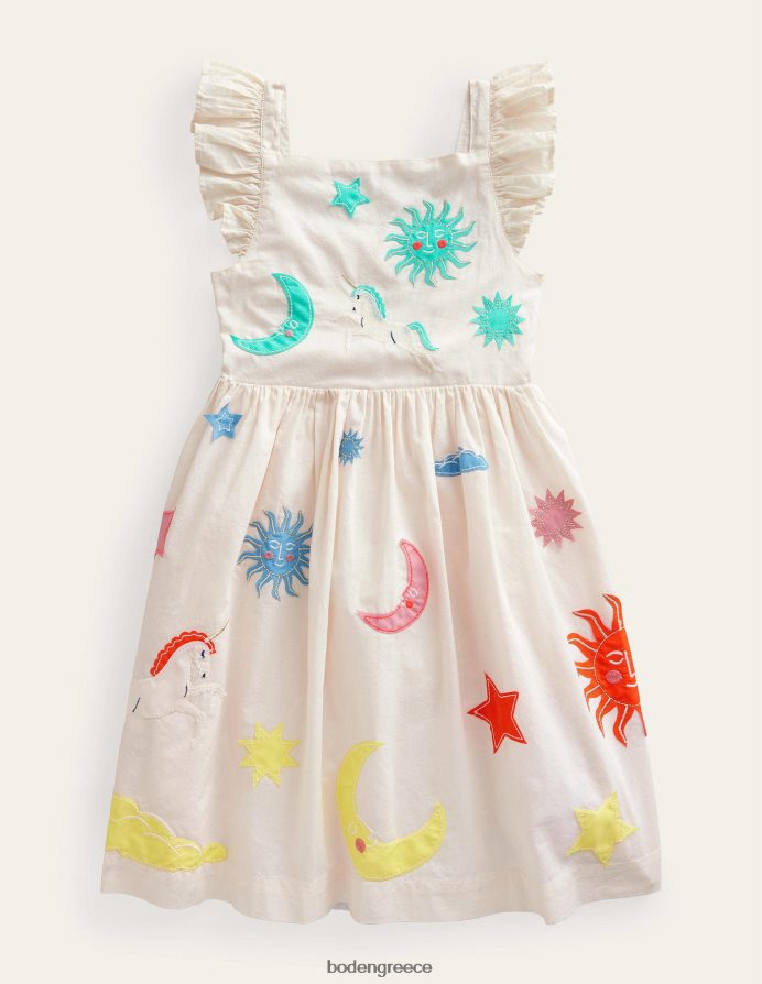 λοβό βανίλιας είδη ένδυσης απλικέ υφαντό φόρεμα Boden κορίτσια 464PH83018