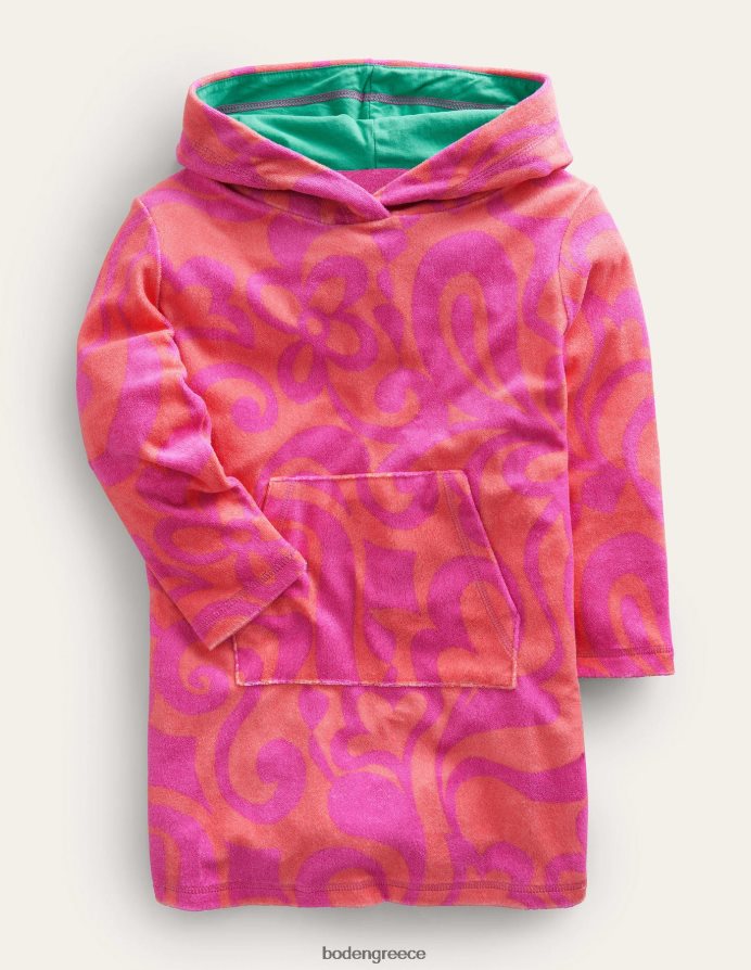 ροδακινί μπουνιά ροζ είδη ένδυσης μοτίβο φόρεμα παραλίας Boden κορίτσια 464PH83178