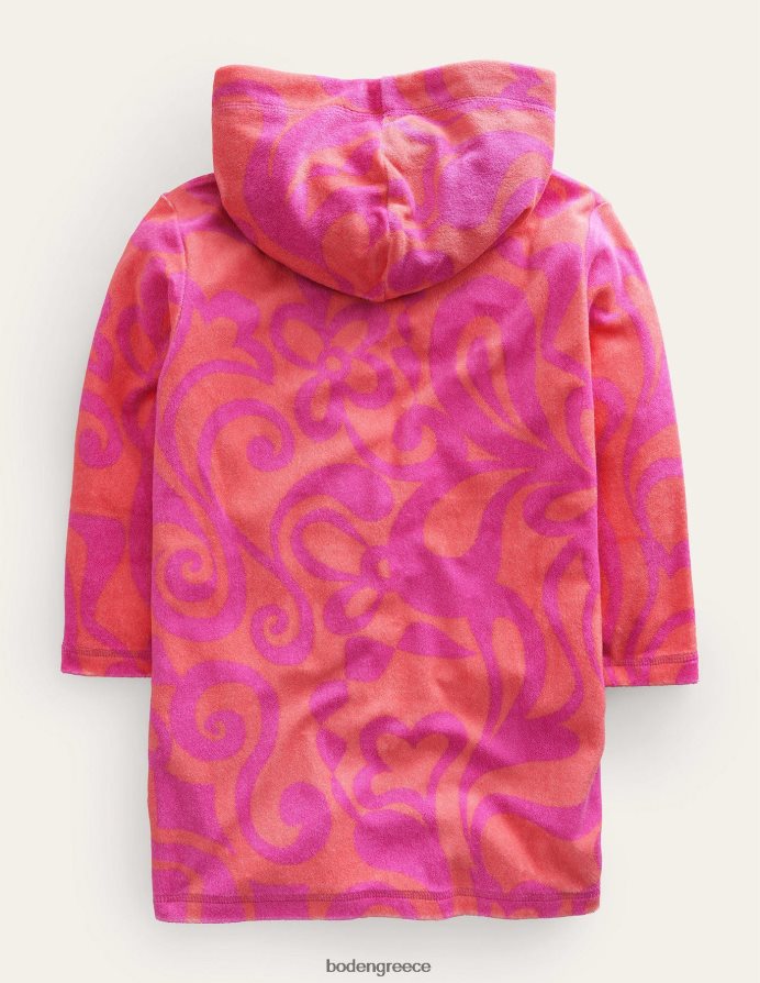 ροδακινί μπουνιά ροζ είδη ένδυσης μοτίβο φόρεμα παραλίας Boden κορίτσια 464PH83178