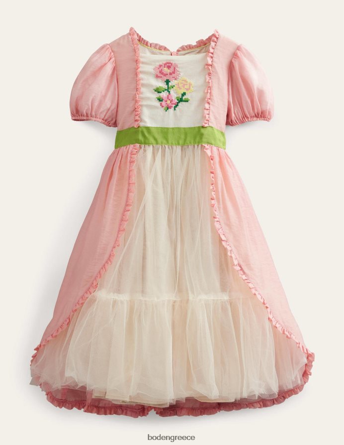 Προβηγκία σκονισμένο ροζ είδη ένδυσης φουστάνι κεντητό φόρεμα Boden κορίτσια 464PH83245