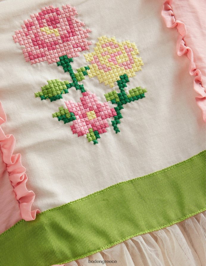 Προβηγκία σκονισμένο ροζ είδη ένδυσης φουστάνι κεντητό φόρεμα Boden κορίτσια 464PH83245