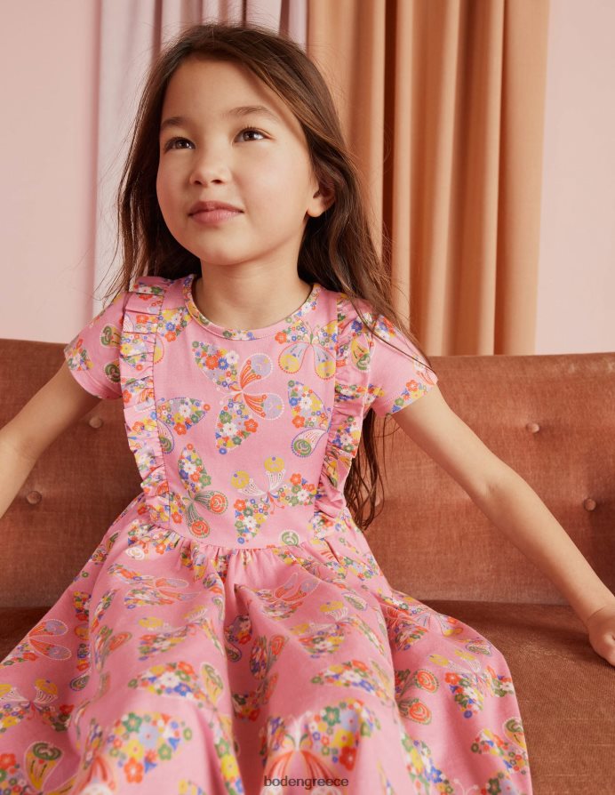 ροζ πεταλούδες φορμάικας είδη ένδυσης στριφτό φόρεμα Boden κορίτσια 464PH83288