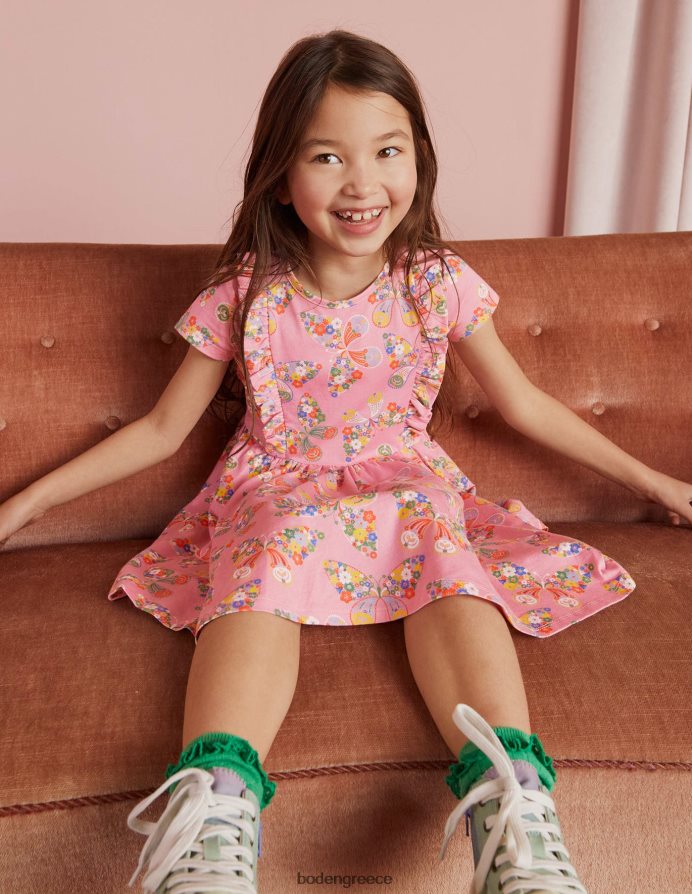 ροζ πεταλούδες φορμάικας είδη ένδυσης στριφτό φόρεμα Boden κορίτσια 464PH83288
