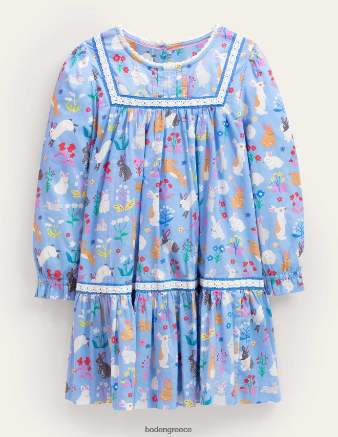 μπλε κουνελάκια είδη ένδυσης Δαντελένιο υφαντό φόρεμα Boden κορίτσια 464PH83297
