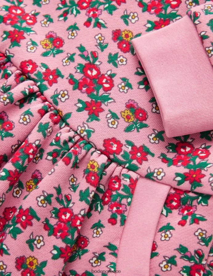 Φόρμακα ροζ φλοράλ είδη ένδυσης άνετο εμπριμέ φόρεμα φούτερ Boden κορίτσια 464PH83300