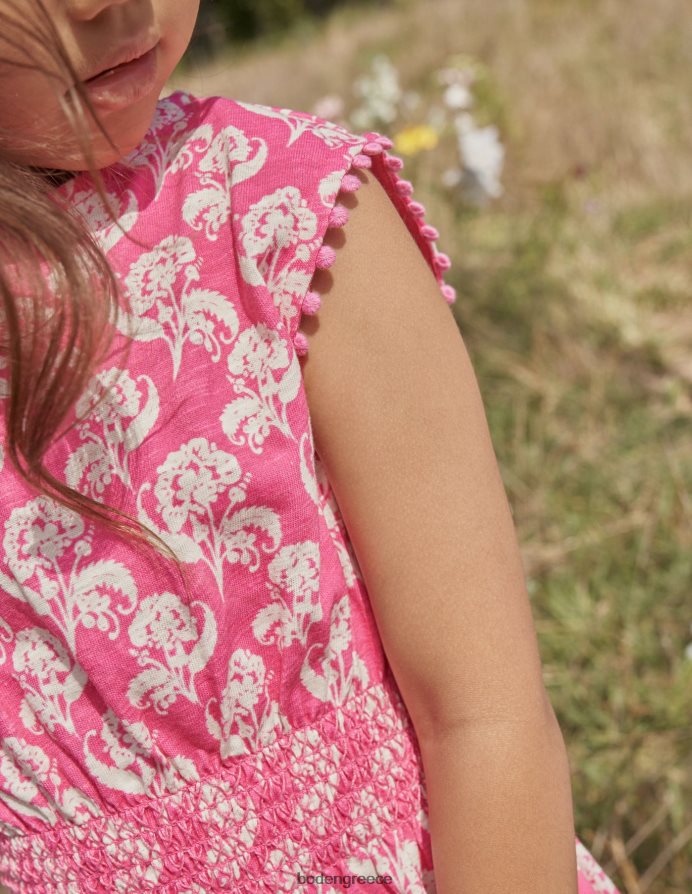 λουλουδάτο γραμματόσημο από άνθη δαμασκηνιάς είδη ένδυσης εμπριμέ γιορτινό φόρεμα Boden κορίτσια 464PH8747