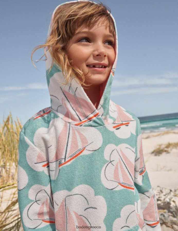 aqua sea blue σκάφη είδη ένδυσης μοτίβο φόρεμα παραλίας Boden κορίτσια 464PH83275