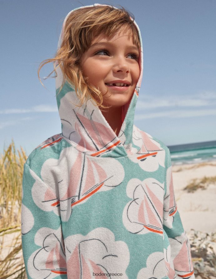 aqua sea blue σκάφη είδη ένδυσης μοτίβο φόρεμα παραλίας Boden κορίτσια 464PH83275