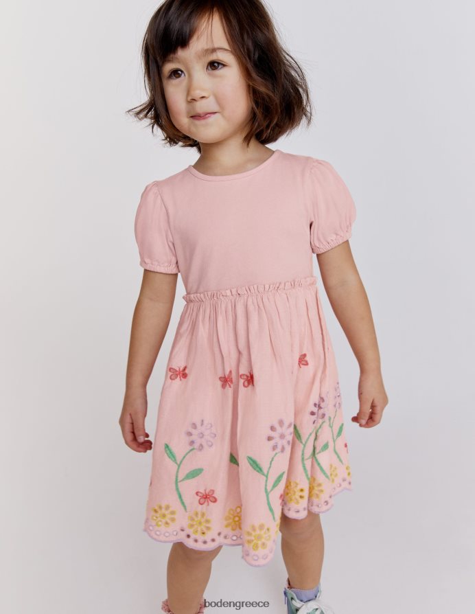 απαλό ροζ είδη ένδυσης στριφτό φόρεμα broderie Boden κορίτσια 464PH82834