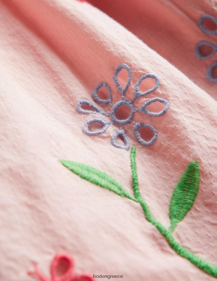 απαλό ροζ είδη ένδυσης στριφτό φόρεμα broderie Boden κορίτσια 464PH82834