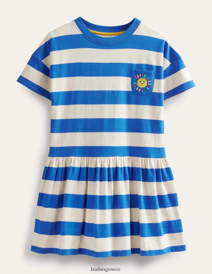 μπλε καμπάνα/ιβουάρ είδη ένδυσης γραφικό casual φόρεμα ζέρσεϊ Boden κορίτσια 464PH82824
