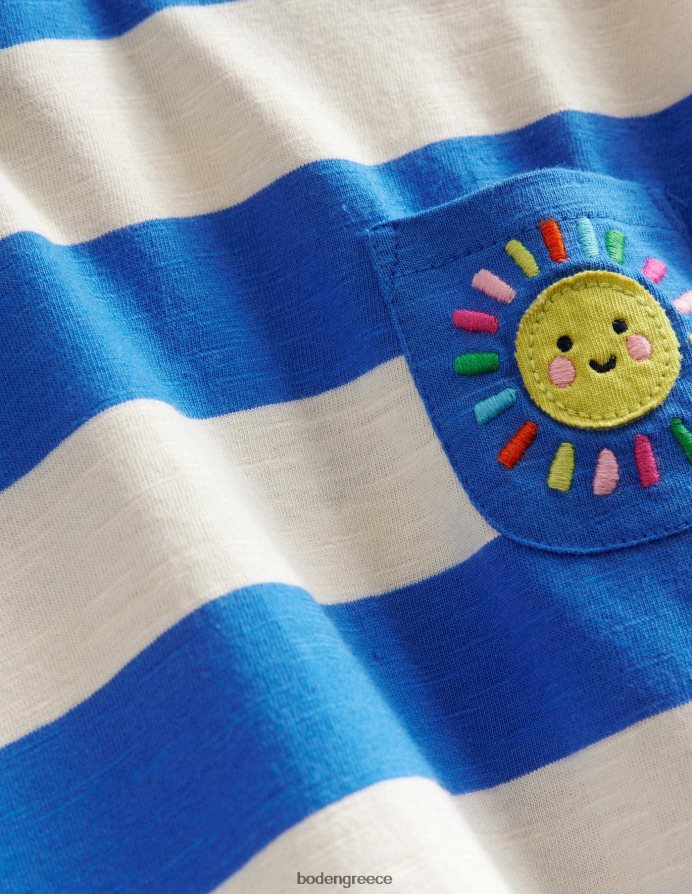 μπλε καμπάνα/ιβουάρ είδη ένδυσης γραφικό casual φόρεμα ζέρσεϊ Boden κορίτσια 464PH82824