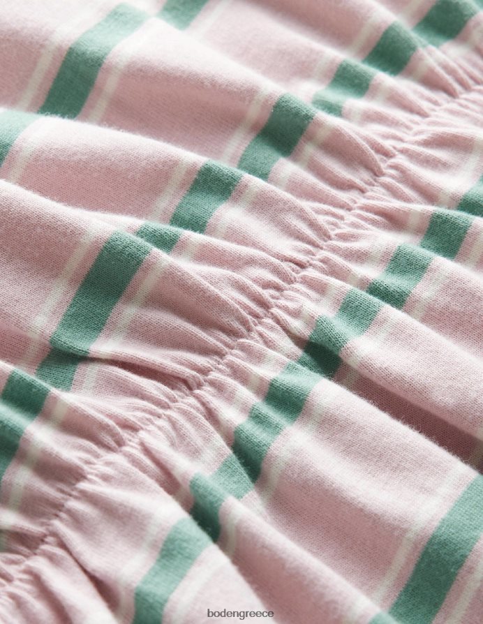 γαλλικό ροζ/πράσινο csarite είδη ένδυσης φόρεμα ζέρσεϊ με μανίκια Boden κορίτσια 464PH82918