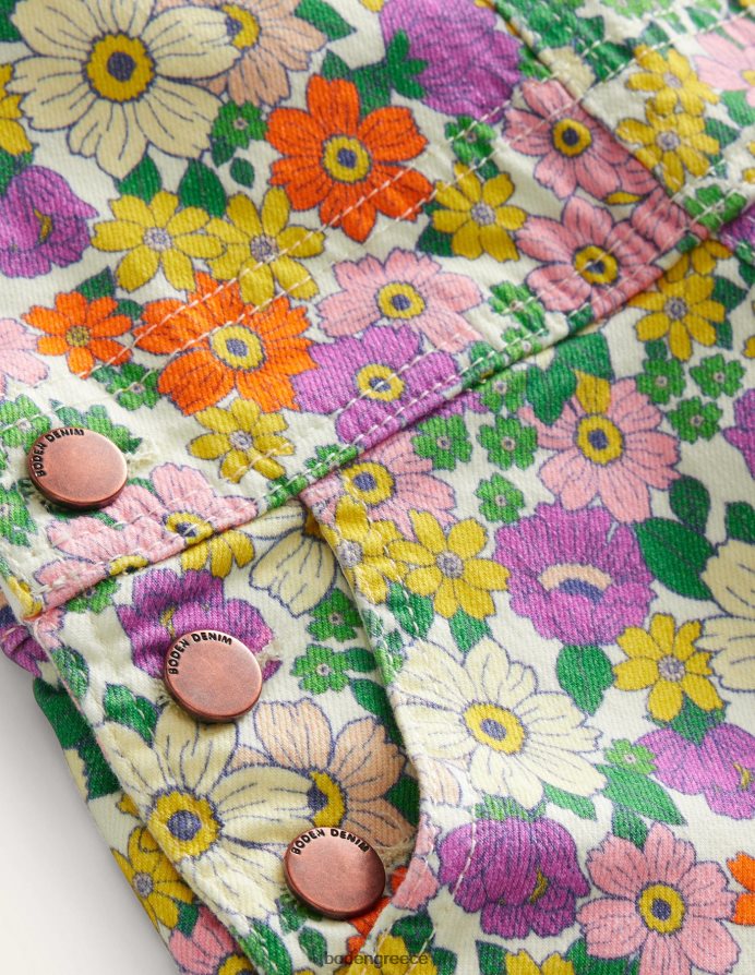 floral ιβουάρ & μωβ τροχόσπιτο είδη ένδυσης κοντές μπουντρούμια τσέπης καρδιάς Boden κορίτσια 464PH8751