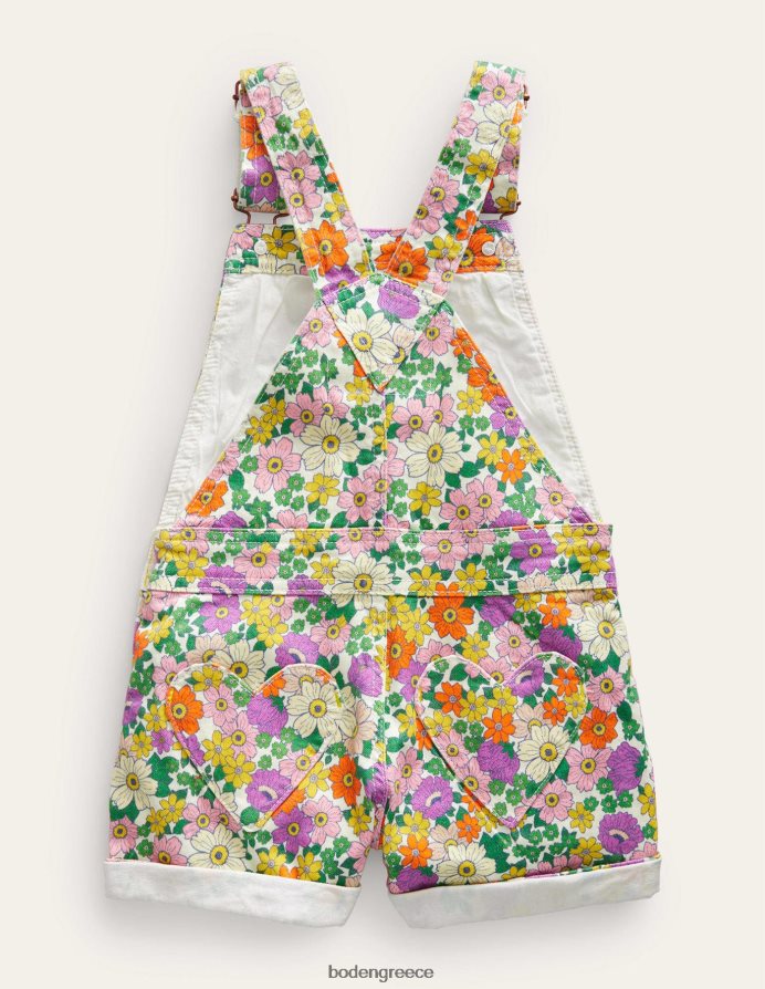 floral ιβουάρ & μωβ τροχόσπιτο είδη ένδυσης κοντές μπουντρούμια τσέπης καρδιάς Boden κορίτσια 464PH8751